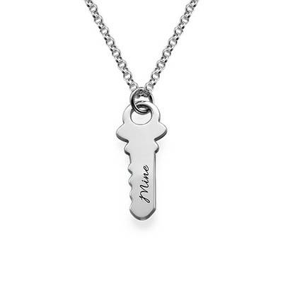 Engraved Key to My Heart Necklace in Sterling Silver-4 product photo