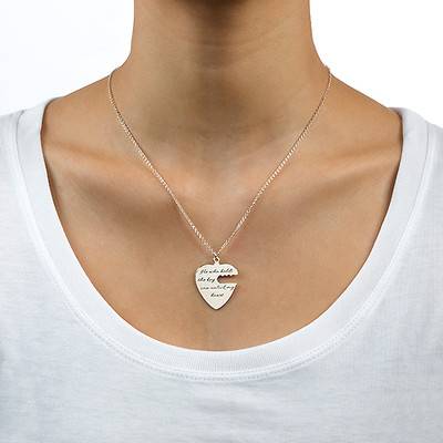 Engraved Key to My Heart Necklace in Sterling Silver-2 product photo
