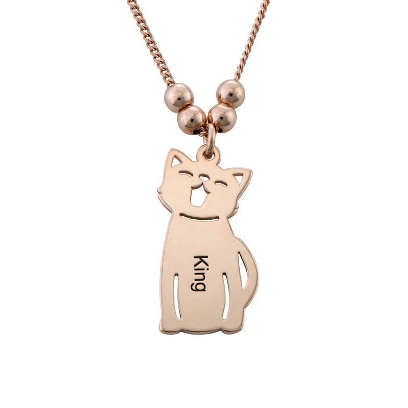 Halskæde med graverede børne-charms og kat og hund i rosaforgyldt sølv-5 produkt billede