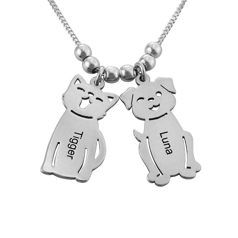 Ketting met Kat & Hond bedeltjes in zilveren uitvoering-2 Productfoto