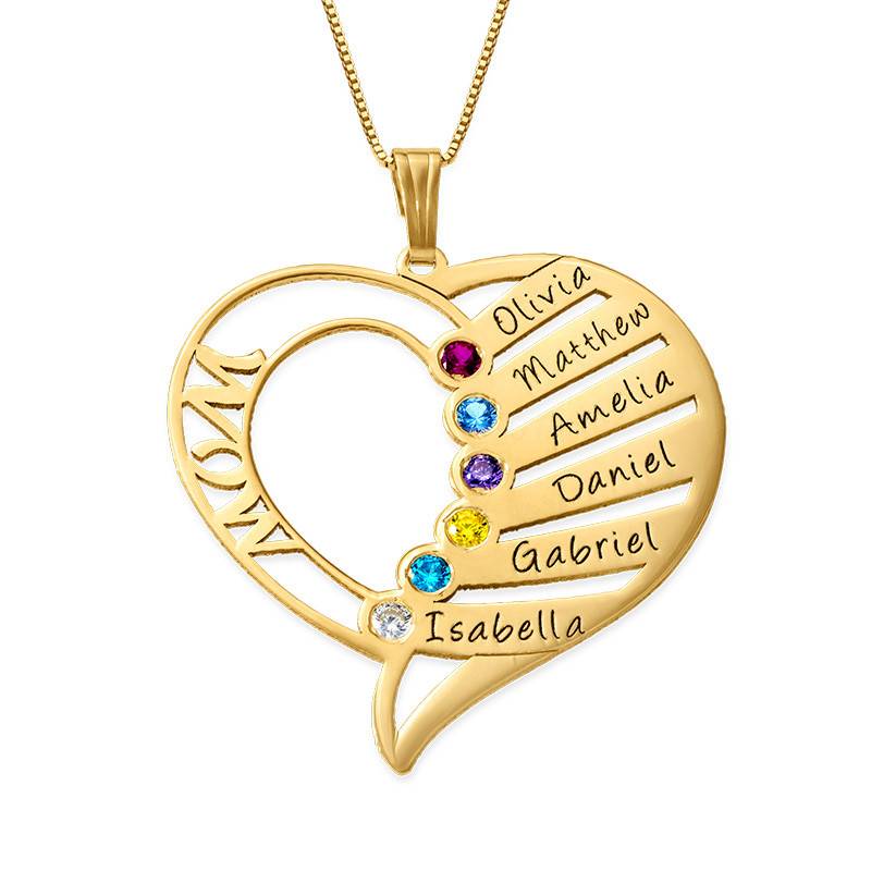 Engraved Mum Birthstone Necklace in 14ct gold-1 product photo