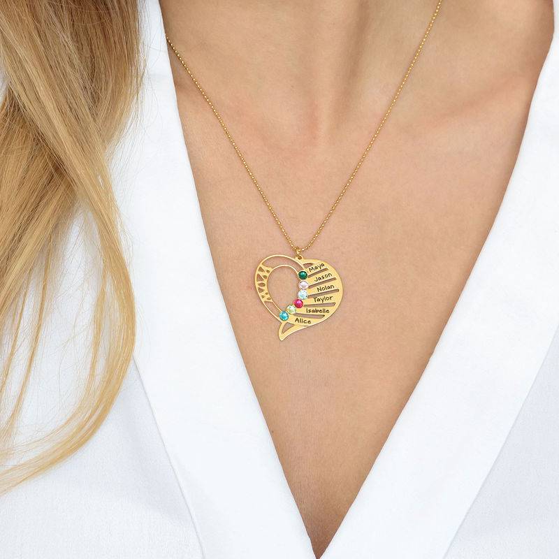 Engraved Mum Birthstone Necklace in 14ct gold-3 product photo