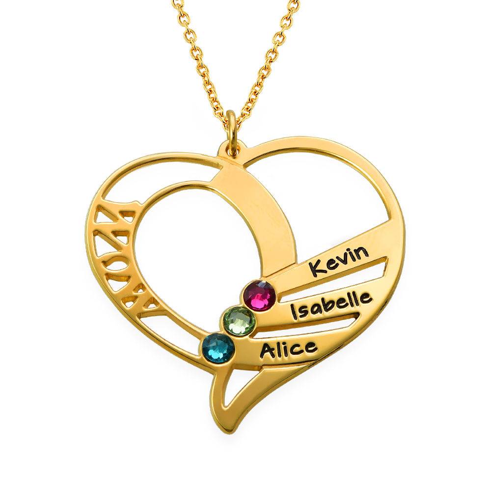 Engraved Mum Birthstone Necklace - Gold Plated product photo