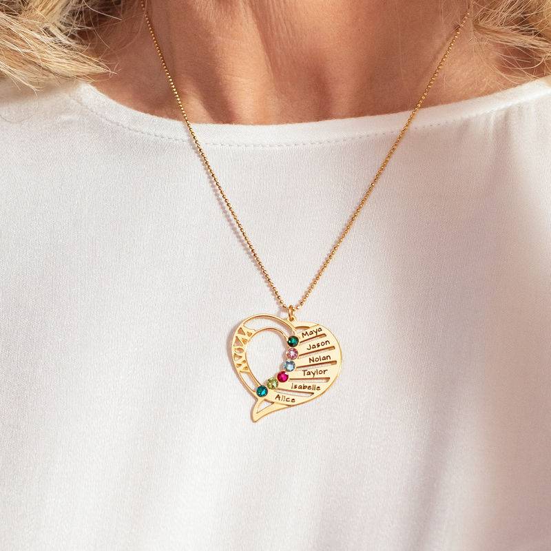 Engraved Mum Birthstone Necklace  - Gold Plated product photo
