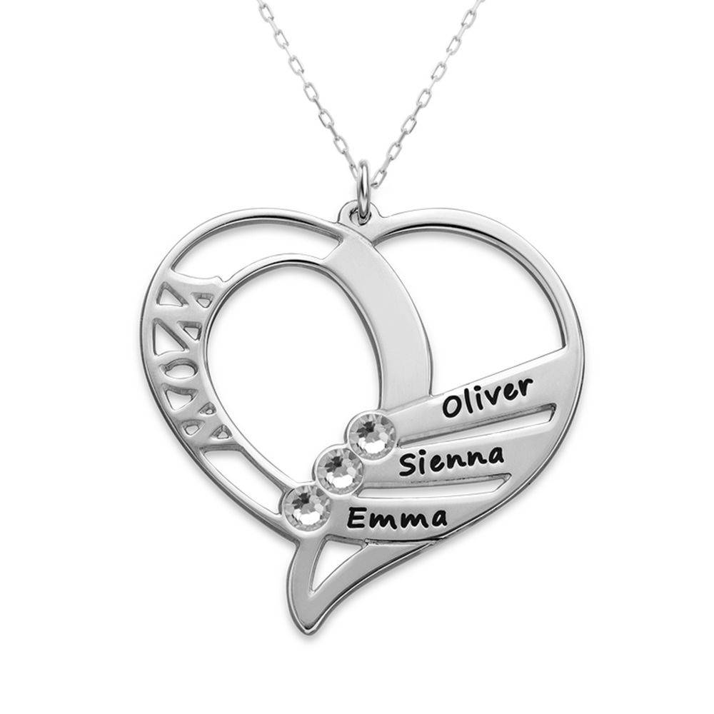 Engraved Mum Birthstone Necklace in 10ct White Gold product photo