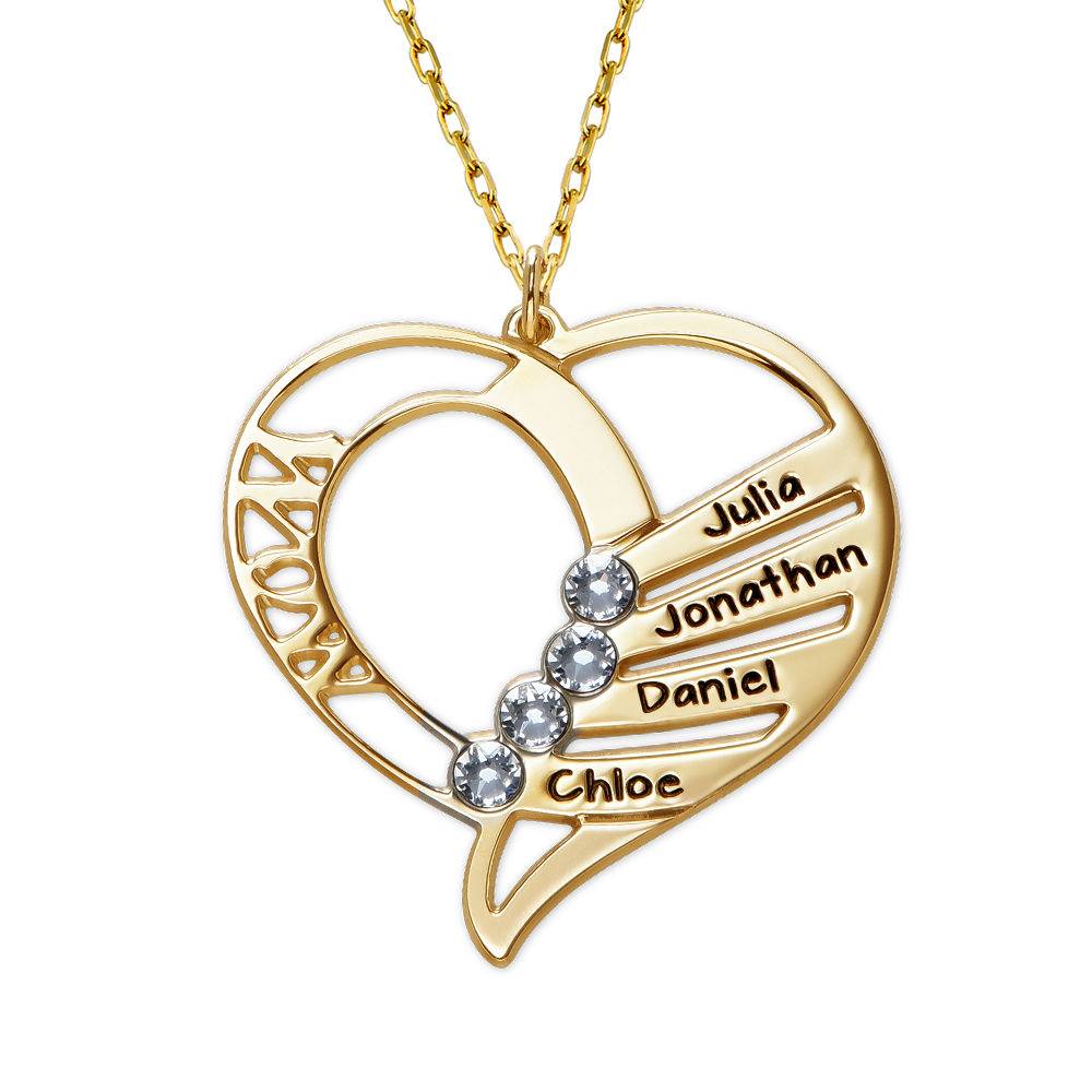Engraved Mom Birthstone Necklace in 10ct Yellow Gold-2 product photo