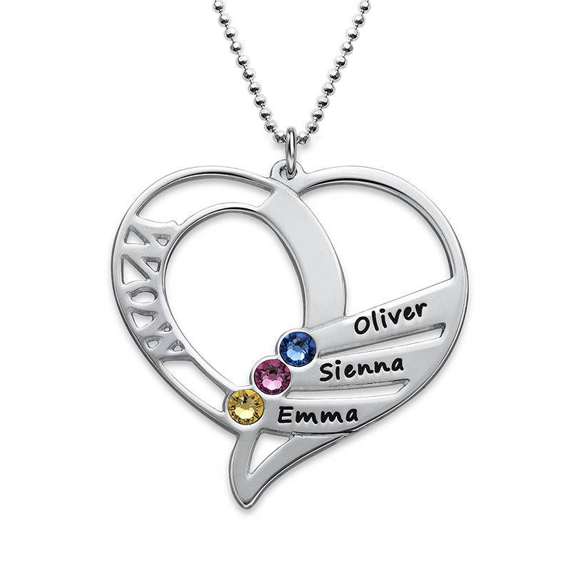 Engraved Mum Birthstone Necklace in Sterling Silver-3 product photo
