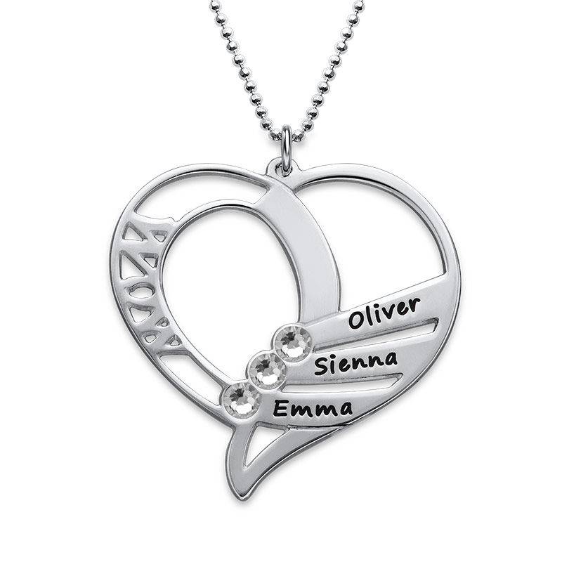 Engraved Mum Birthstone Necklace in Sterling Silver-5 product photo