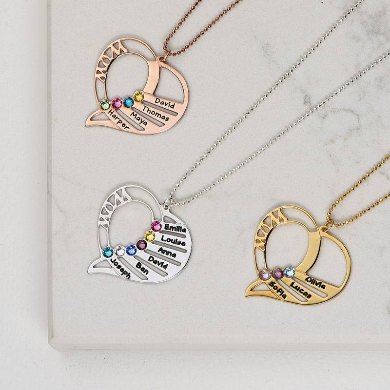 Engraved Mum Birthstone Necklace Sterling Silver product photo