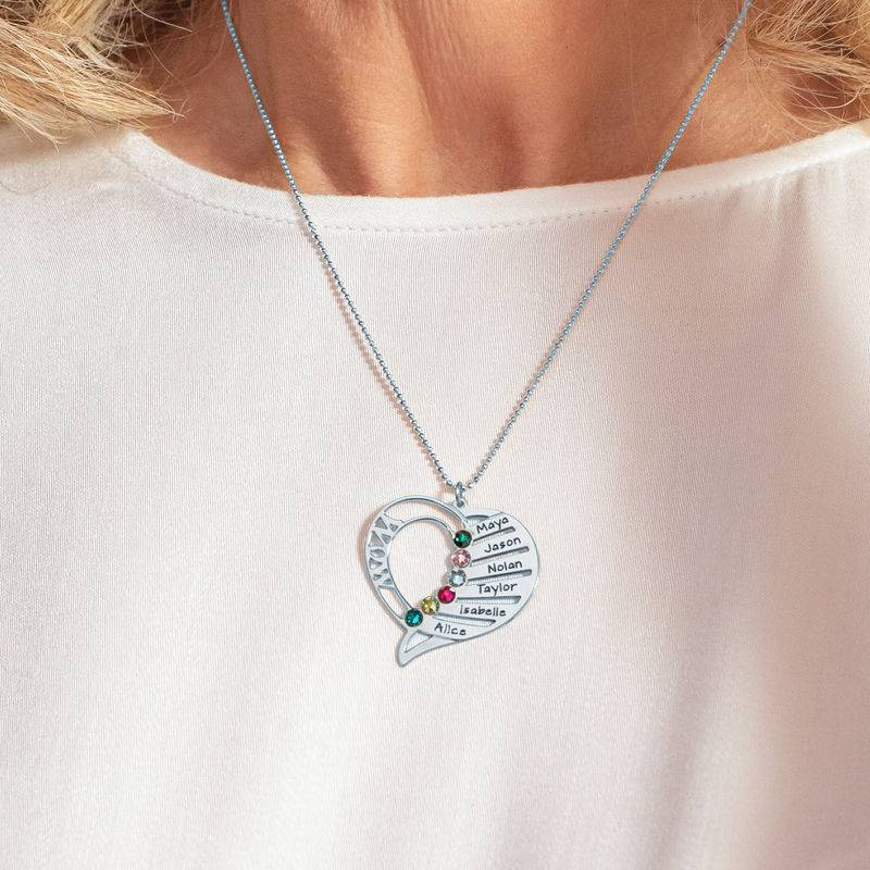 Engraved Mum Birthstone Necklace in Sterling Silver-1 product photo