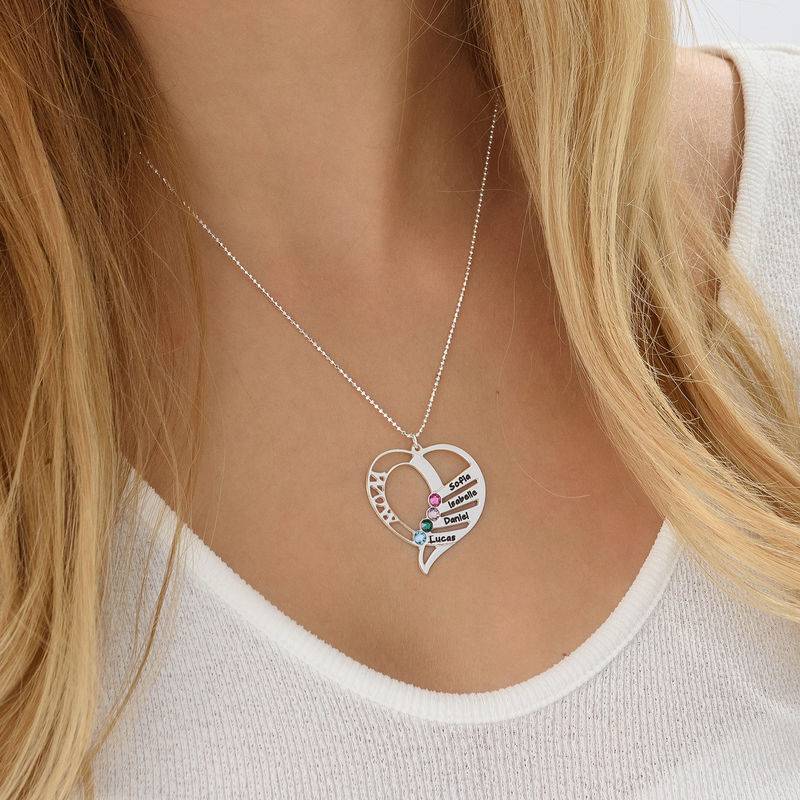 Engraved Mum Birthstone Necklace in Sterling Silver-9 product photo