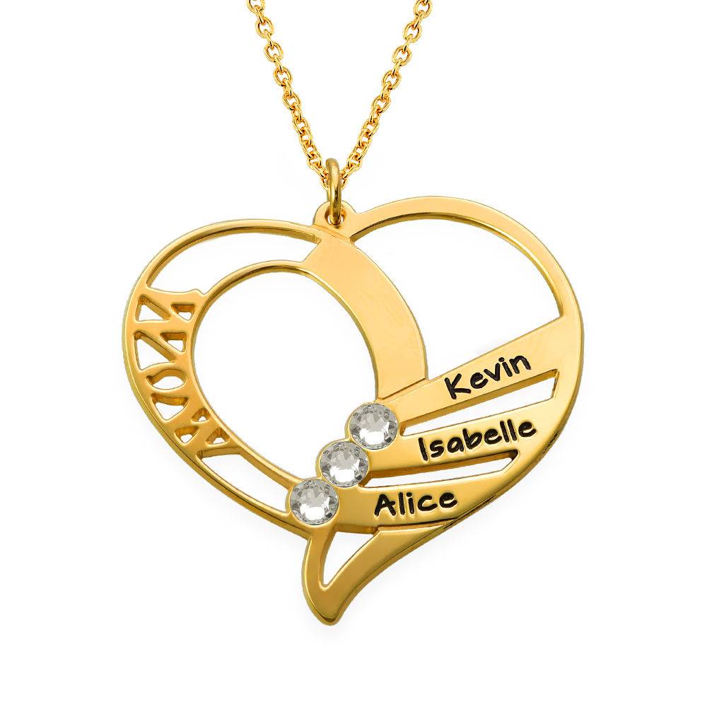 Engraved Mom Birthstone Necklace in Vermeil-5 product photo