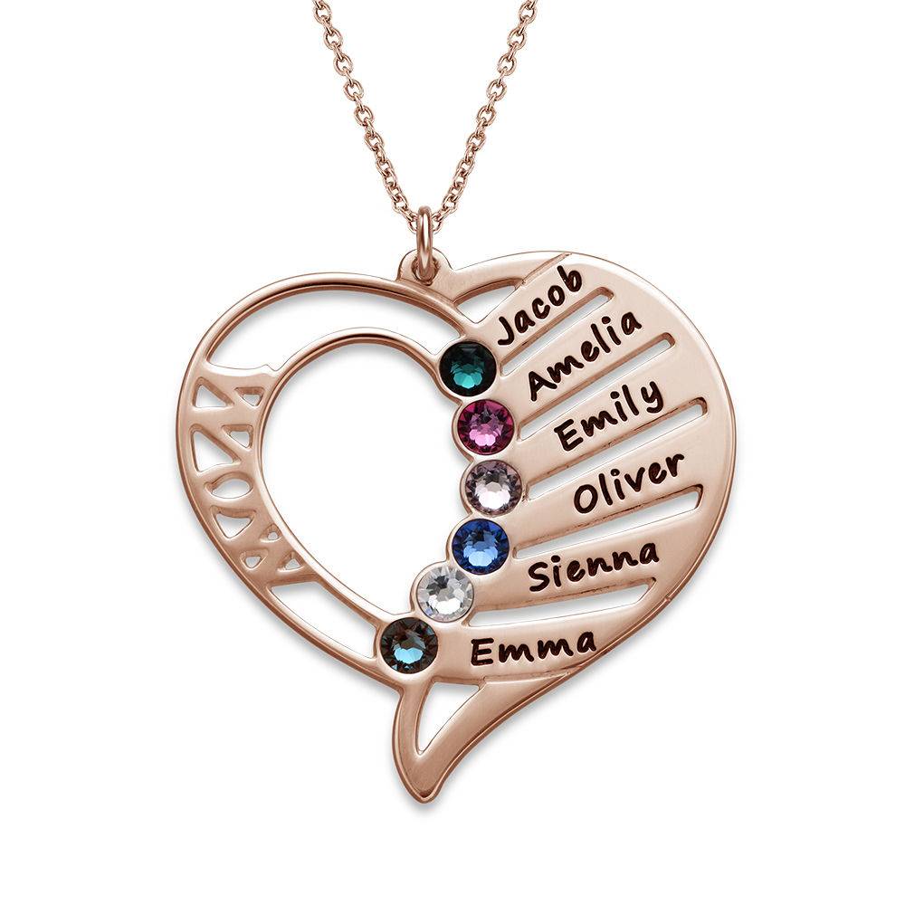 Engraved Mom Birthstone Necklace - Rose Gold Plated product photo