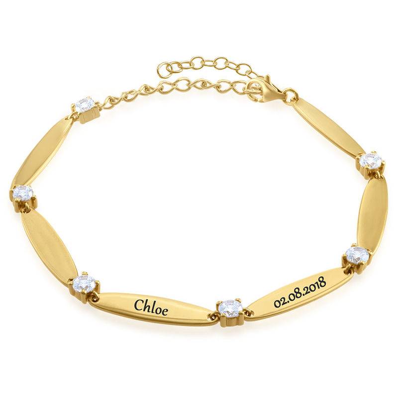 Engraved Mother Bracelet with Cubic Zirconia in 18ct Gold Plating-5 product photo