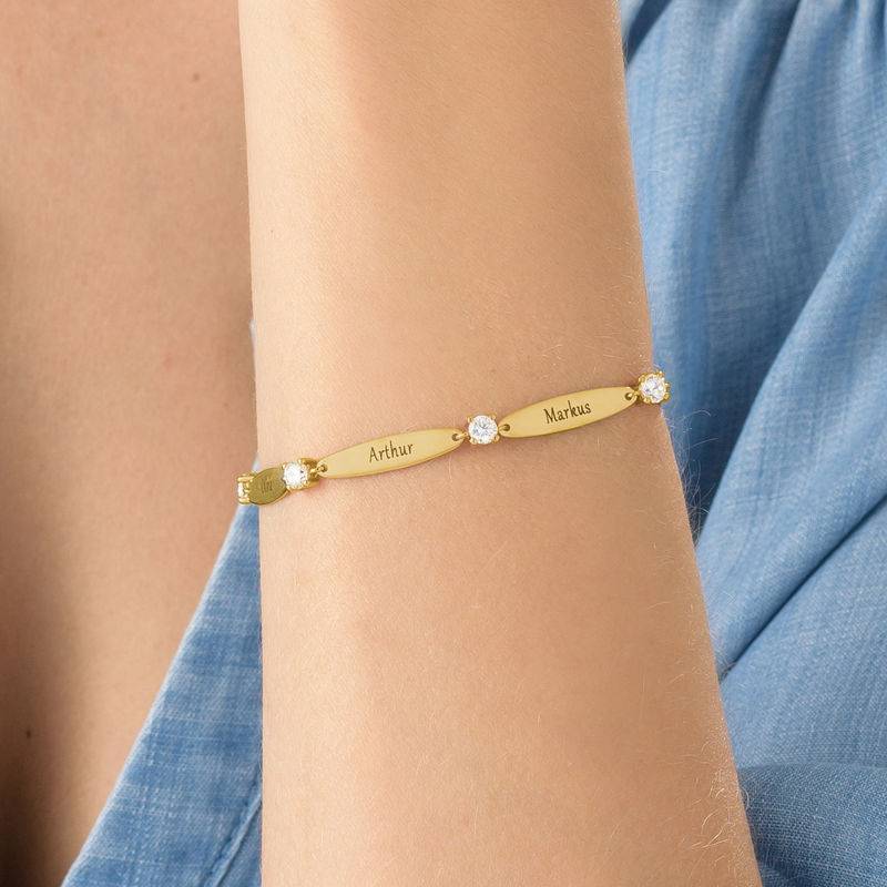 Mamma-armband med gravyr med kubisk zirkonia i Guld Vermeil-5 produktbilder