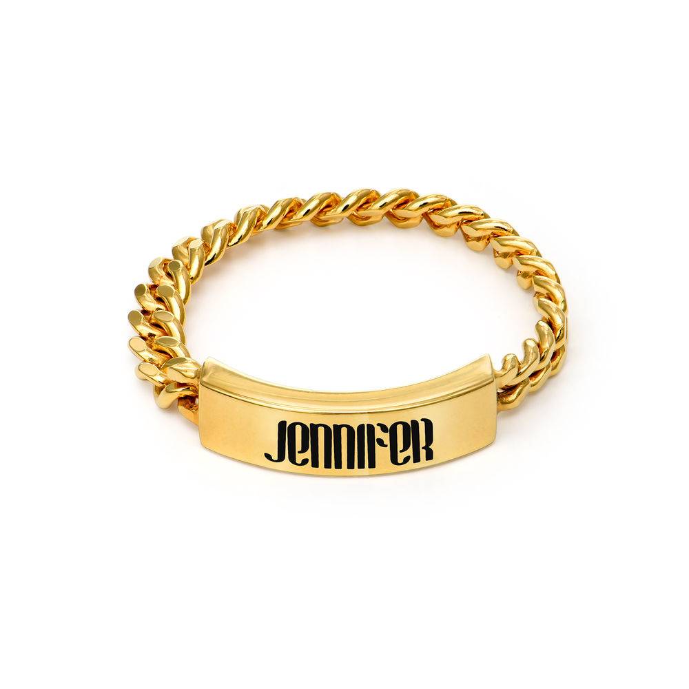 Engraved Name Link Ring in Gold Plating-1 product photo