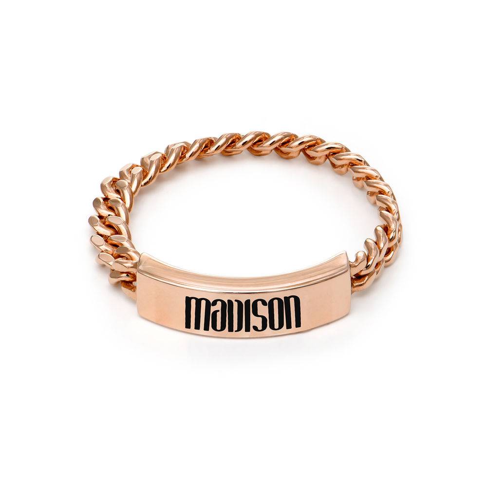 Engraved Name Link Ring in Rose Gold Plating-1 product photo