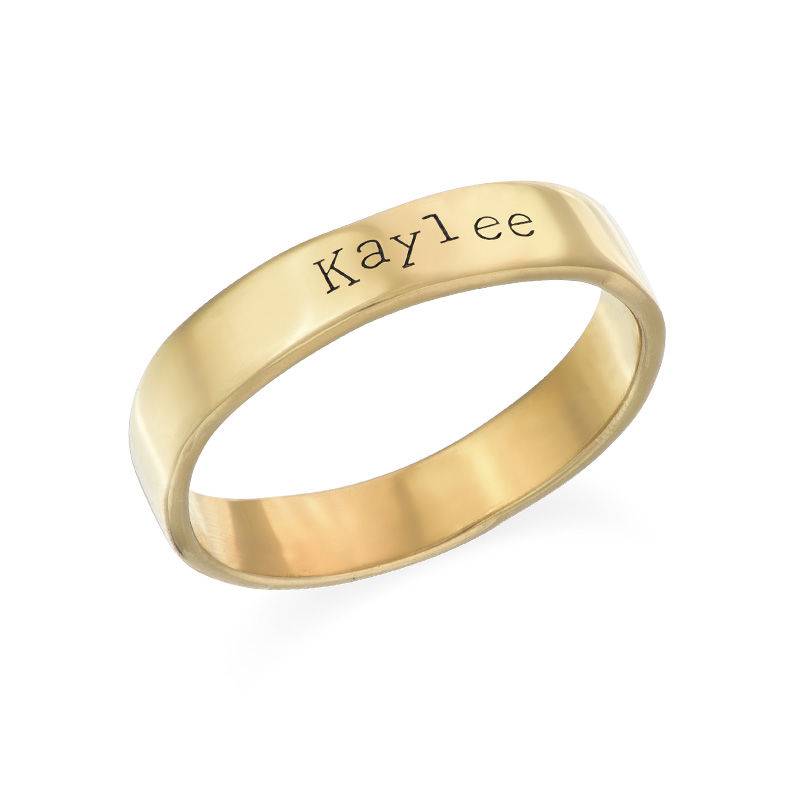 Engraved Name Ring - Hand Stamped Style with Gold Plating-3 product photo