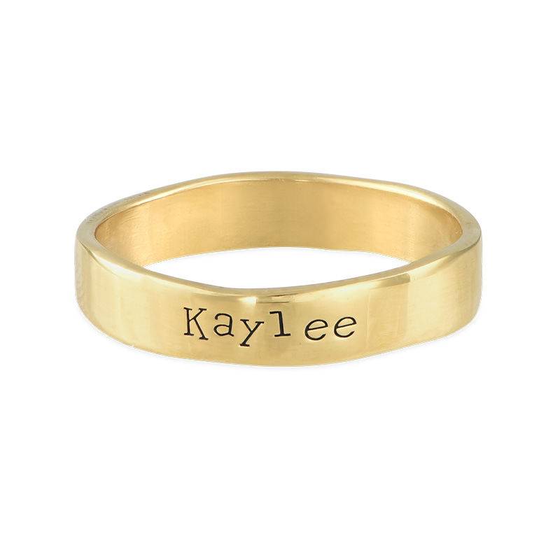 Engraved Name Ring - Hand Stamped Style with Gold Plating product photo