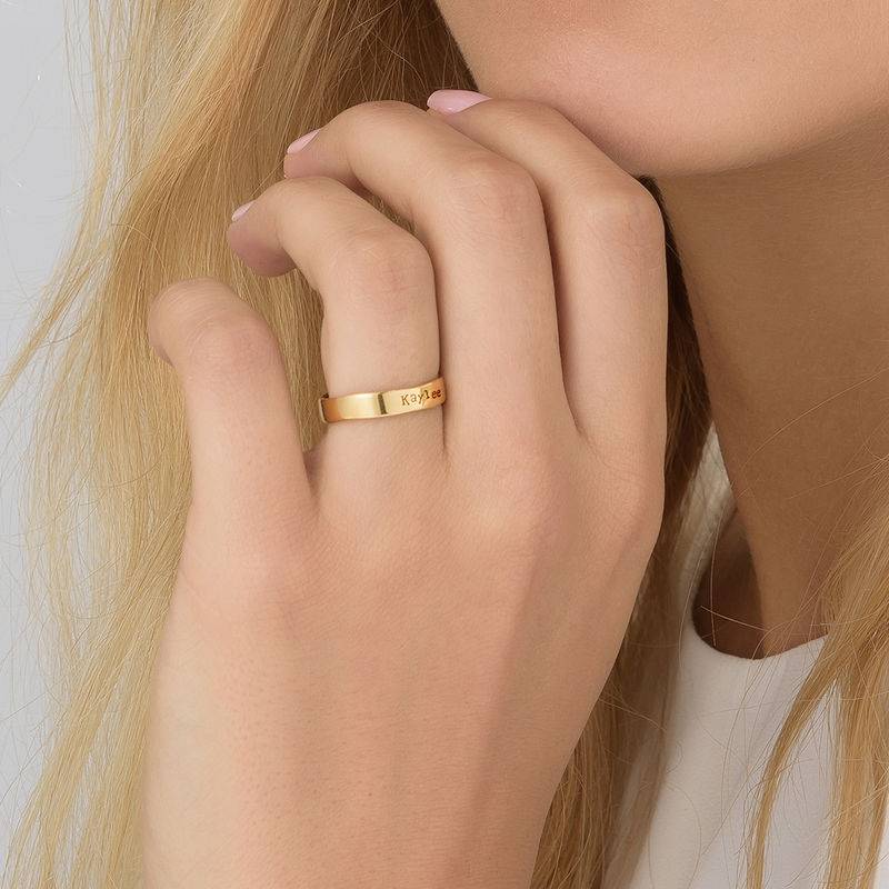 Engraved Name Ring – Hand Stamped Style with in 18ct Gold Plating-2 product photo