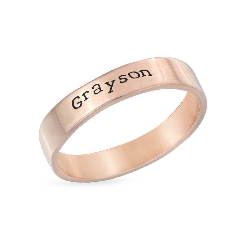 Engraved Name Ring – Hand Stamped Style with in 18ct Rose Gold Plating-1 product photo