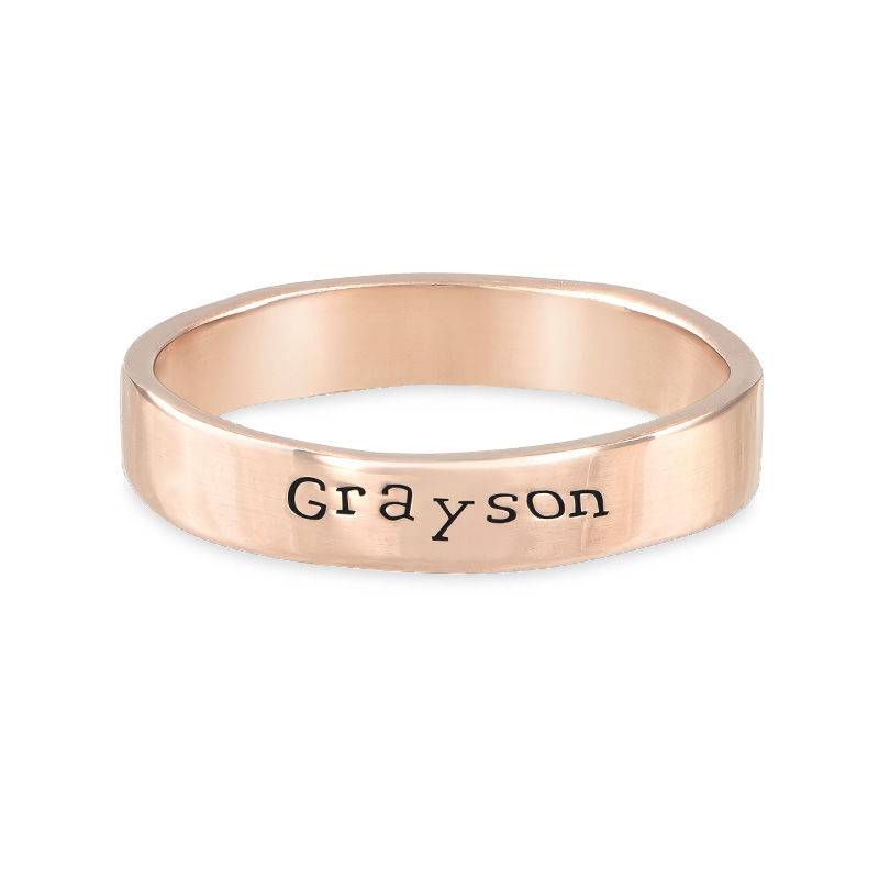 Engraved Name Ring – Hand Stamped Style with in 18ct Rose Gold Plating-2 product photo