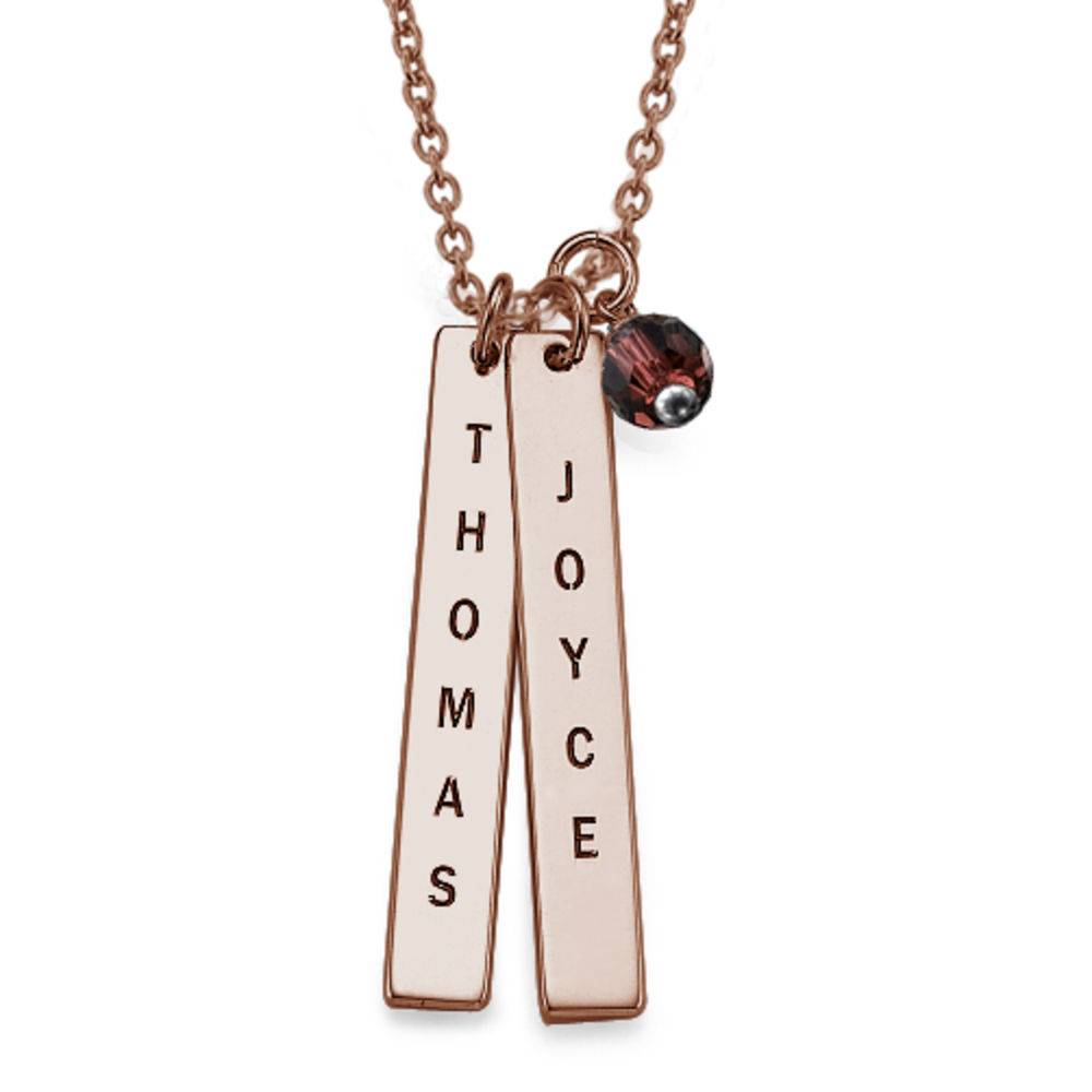 Engraved Vertical Bar Necklace in 18ct Rose Gold Plating-1 product photo