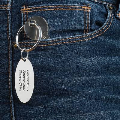 Gravierbarer Schlüsselanhänger mit ovaler Scheibe - 925er Sterlingsilber-1 Produktfoto
