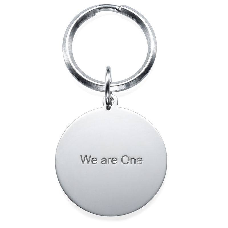 Engraved Round Photo Keychain in Silver product photo