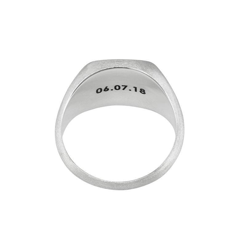 Engraved Signet Ring for Men in Matte Silver-3 product photo