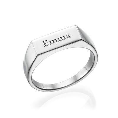 Engraved Signet Ring in Sterling Silver-3 product photo