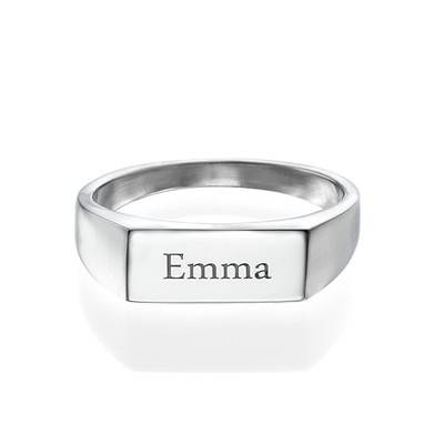 Engraved Signet Ring in Sterling Silver-1 product photo