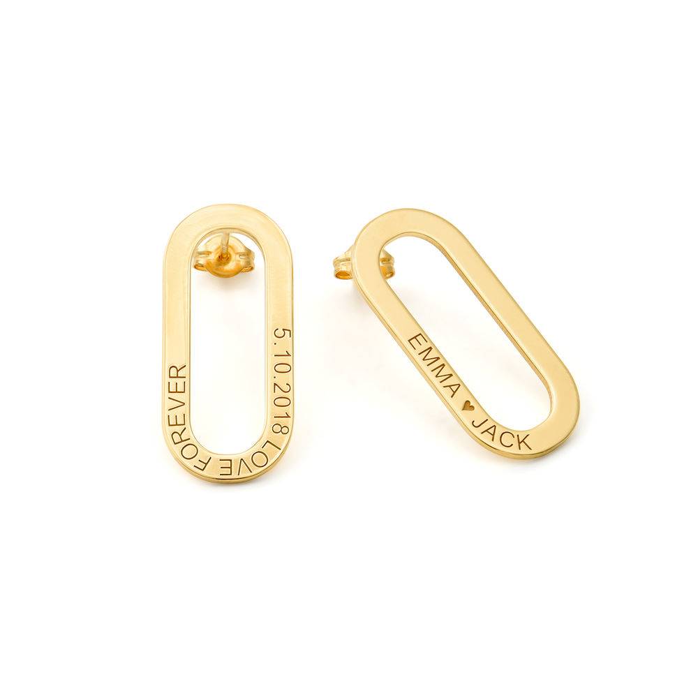 Aria Engraved Single Link Chain Earrings with Engraving in Gold Plating product photo