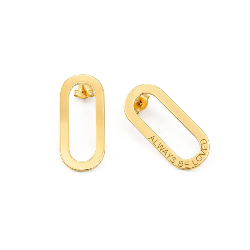 Engraved Single Link Chain Earrings with Engraving in 18ct Gold Vermeil-1 product photo