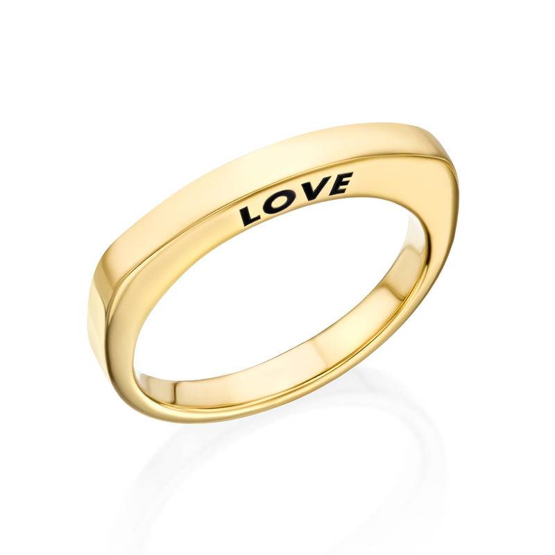 Engraved Square Ring Band in Gold Plating-2 product photo
