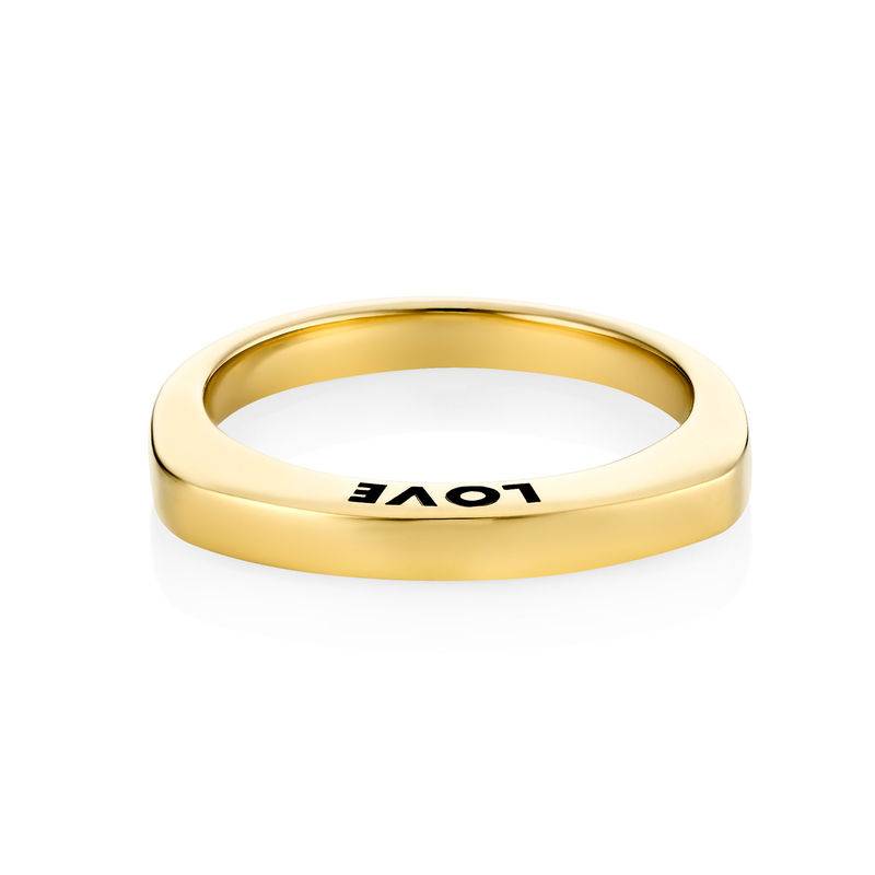 Engraved Square Ring Band in 18ct Gold Plating-7 product photo