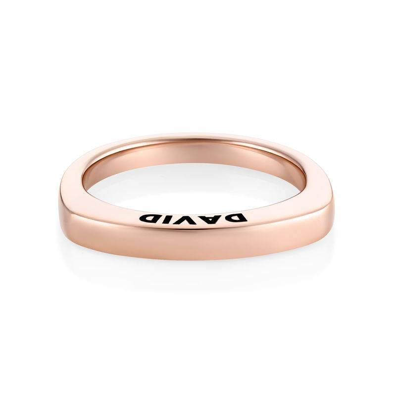 Engraved Square Ring Band in 18ct Rose Gold Plating-7 product photo