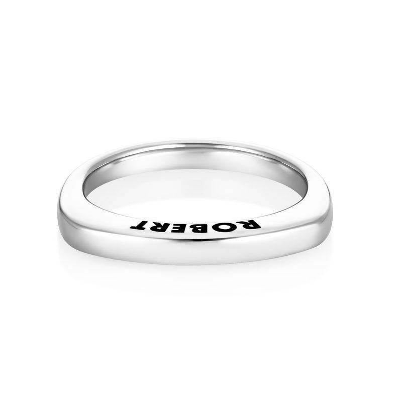 Engraved Square Ring Band in Sterling Silver-2 product photo