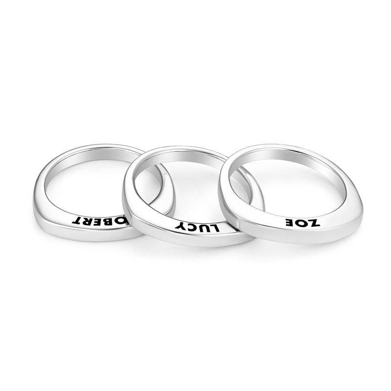 Engraved Square Ring Band in Sterling Silver-2 product photo