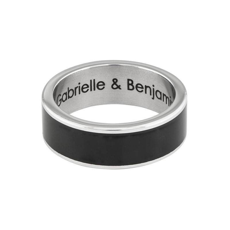 Engraved Stainless Steel Black Men Ring-2 product photo