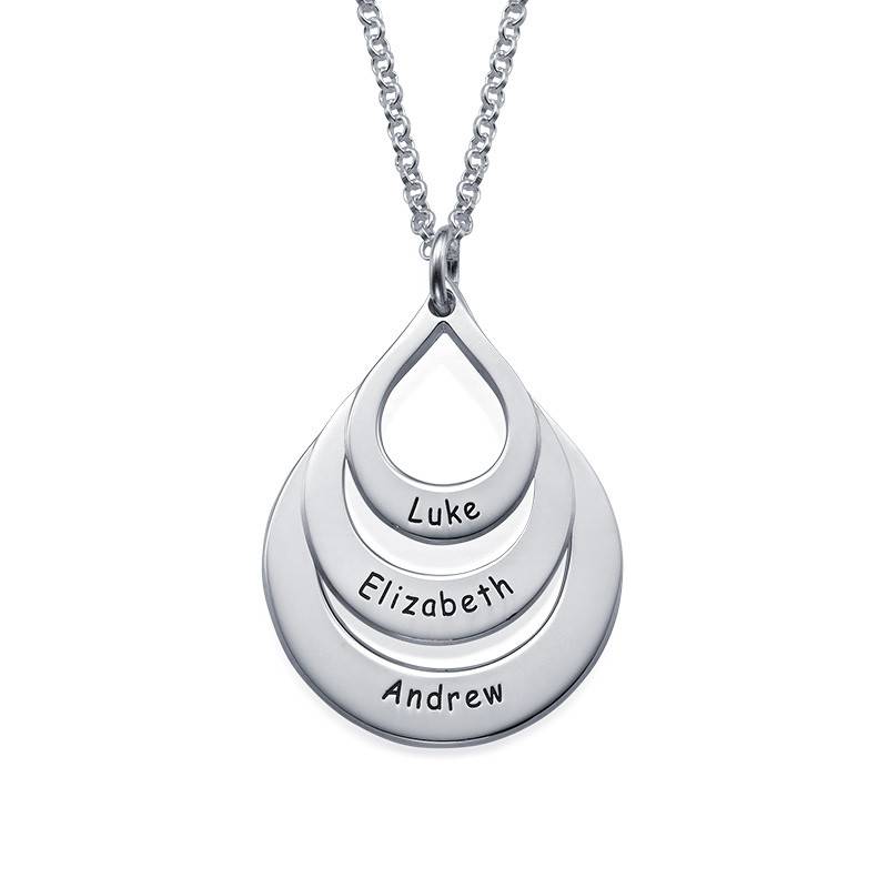Engraved Sterling Silver Family Necklace Drop Shaped product photo