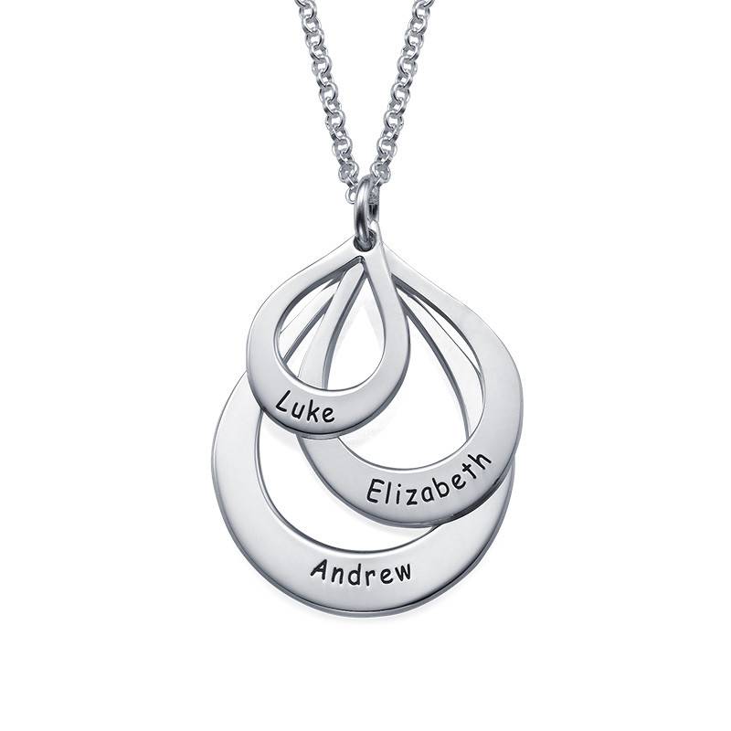 Engraved Sterling Silver Family Necklace Drop Shaped product photo