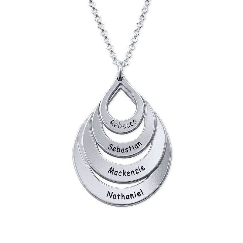 Engraved Family Necklace – Four Drops in Sterling Silver-3 product photo