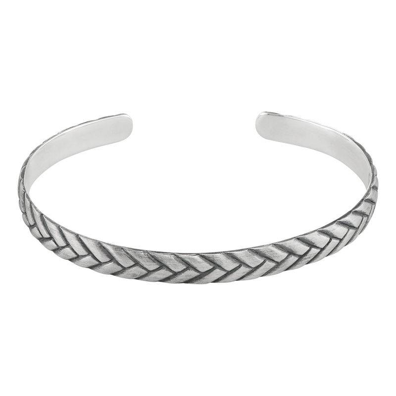 Engraved Streamline Cuff Bracelet for Men in Sterling Silver product photo