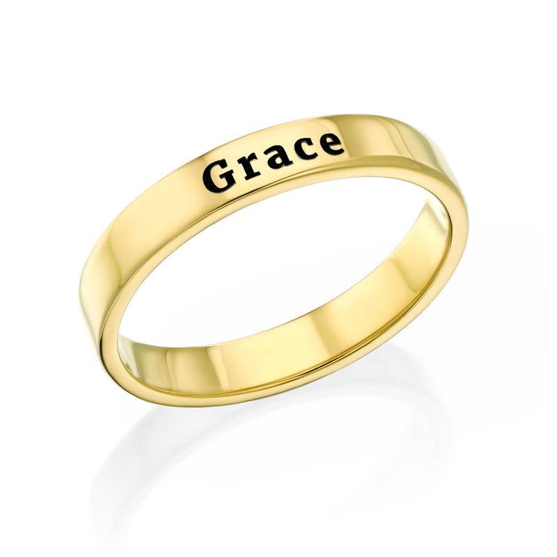 Engraved Thin Band Ring in Gold Plating product photo