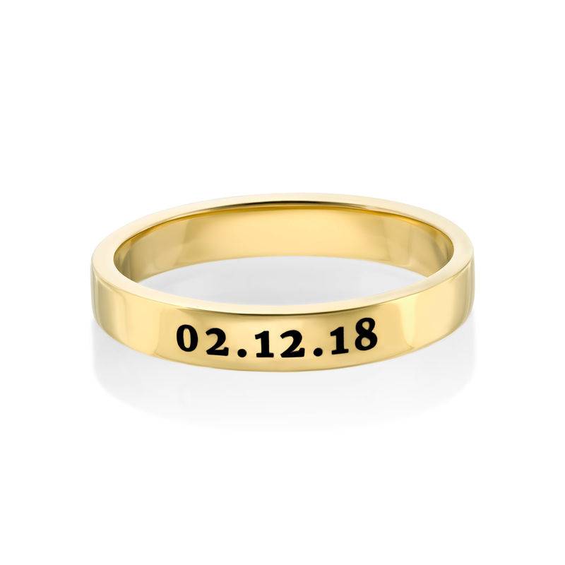 Engraved Thin Band Ring in Gold Plating-4 product photo