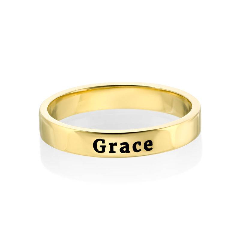 Engraved Thin Band Ring in Gold Plating-6 product photo