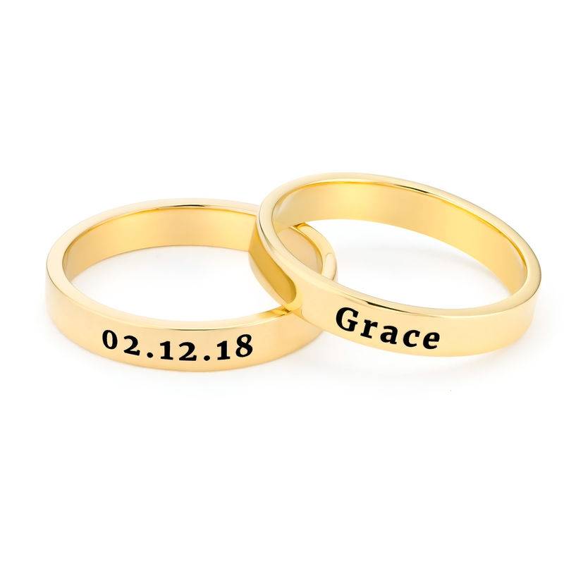 Engraved Thin Band Ring in Gold Plating-7 product photo