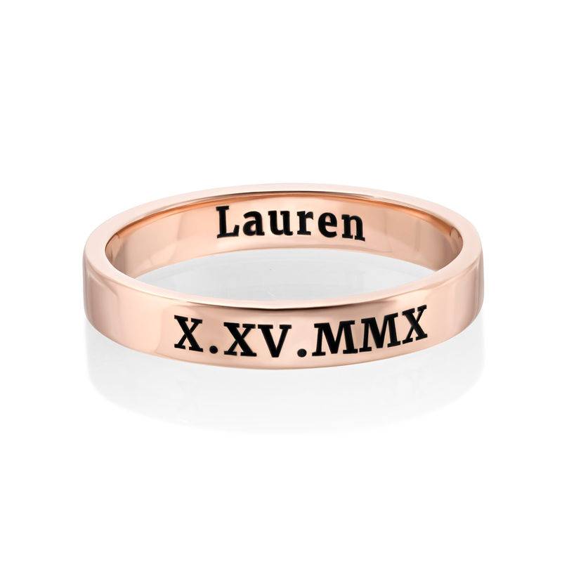 Engraved Thin Band Ring in Rose Gold Plating-7 product photo
