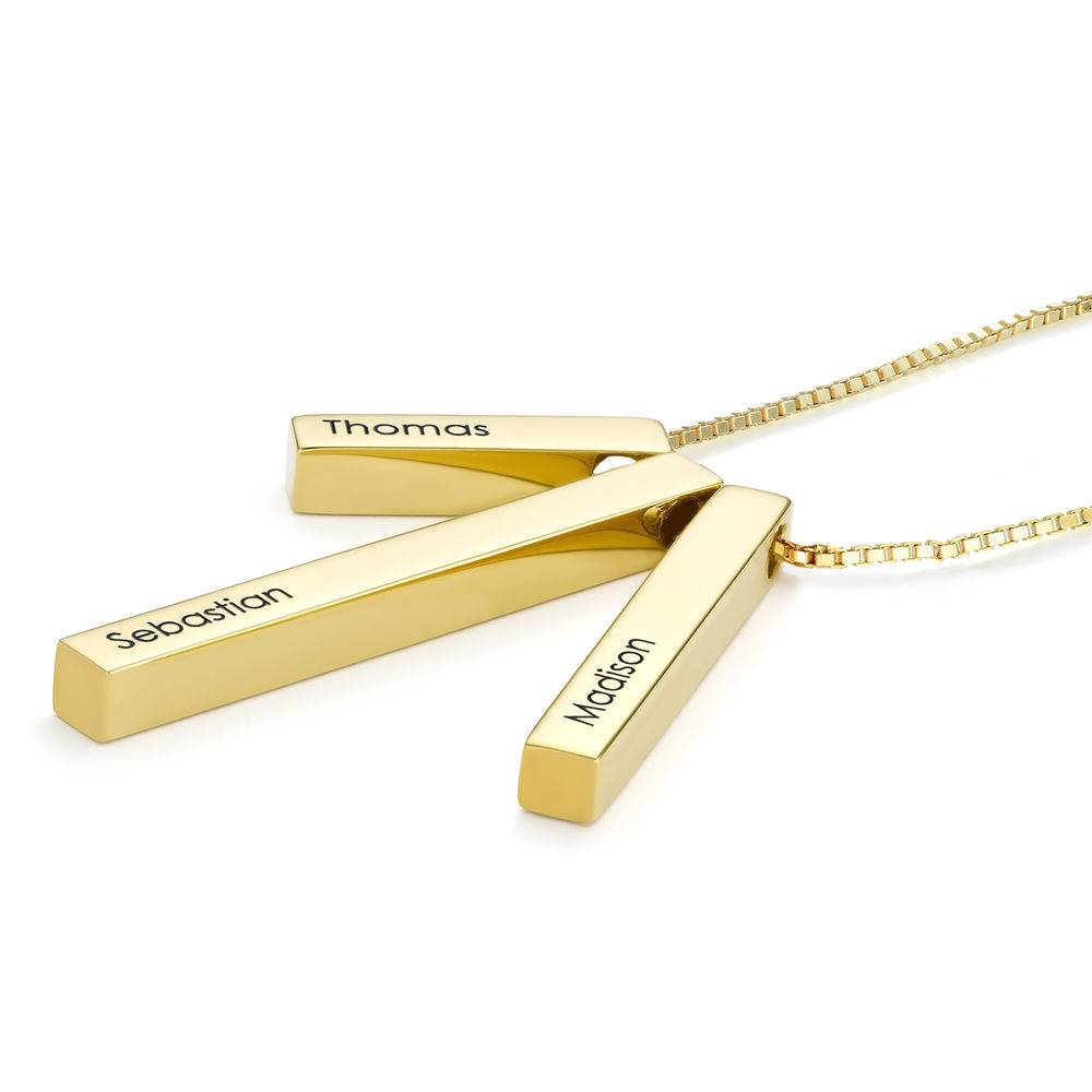 Engraved Triple 3D Vertical Bar Necklace in 18ct Gold Plating-2 product photo